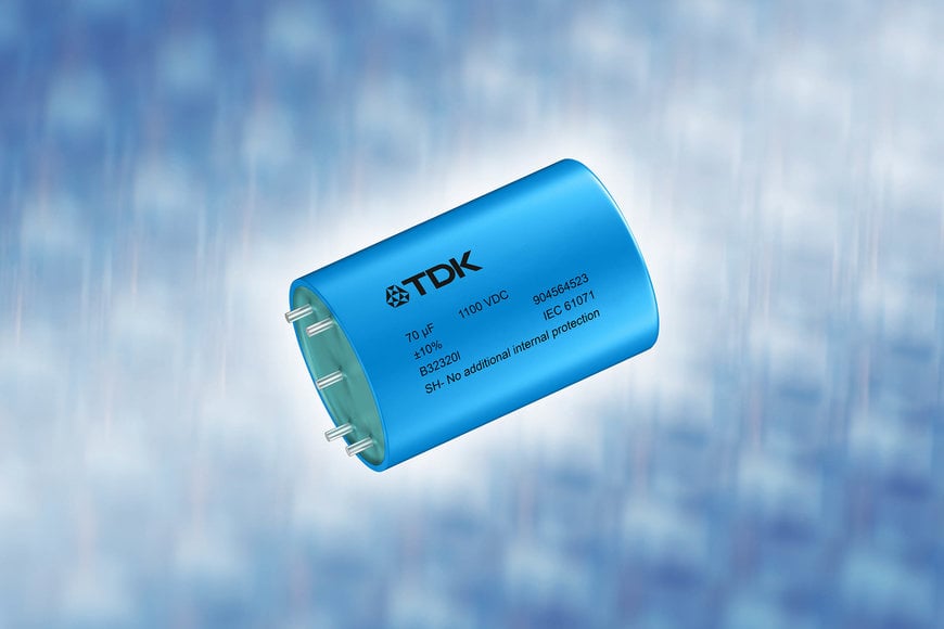 Film capacitors: TDK offers compact DC-link solution for PCB mounting in cylindrical shape